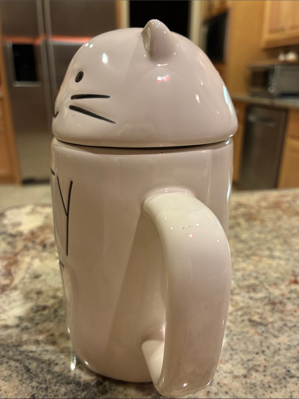 Rae Dunn Kitty Cat Ceramic Mug w/ Cat Kitten Topper - NWOT - Picture 2 of 8